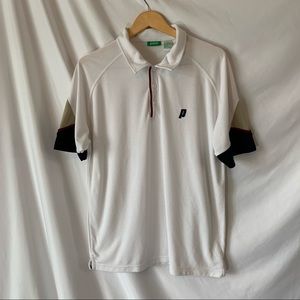 Prince White Polo Tennis Short Sleeve Shirt Sz Med